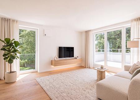 Zum Erstbezug: Moderne 3-Zimmer-Wohnung mit Wohnküche und Balkon - Lichterfüllter Wohnbereich (virtuell möbliert)