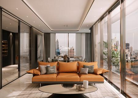 Grosses 1 Bedroom direkt am Dubai Canal Neubau - Bezugsfertig - DAR_Pagani_Living 2