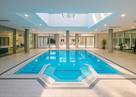 Spektakuläres u. luxuriöses Anwesen mit Pool & Wellnessbereich auf Parkgrundstück Nahe München - Indoor-Pool (KI unterstützt)