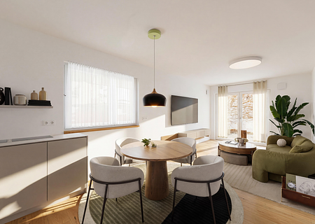 Exklusive Neubauwohnungen (KfW-40 | QNG) im Augustinviertel in Ingolstadt – jetzt bezugsfertig! - Visualisierung Wohnbereich