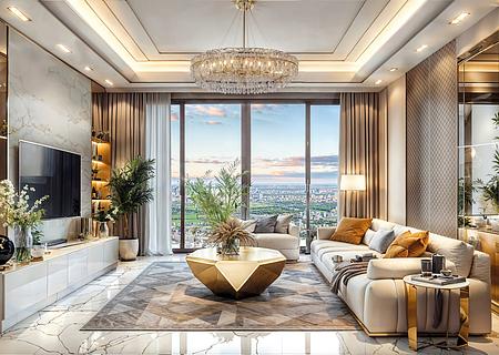 Vollmöbliert - Zwischen Marina und Jumeirah Lake Towers - mit zinsfreier Finanzierung - 1BR-Living2