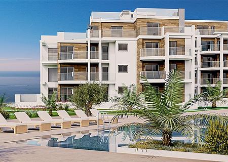 Appartements mit 3 Schlafzimmern, 2 Bädern und Meerblick in abgeschlossener Anlage mit Gemeinschaftspool direkt am Strand