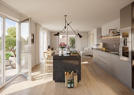 Neubau: Ganz oben angekommen: 5-Zimmer-Penthouse mit Haus-im-Haus-Ambiente und drei Dachterrassen - Familiengerechts Wohnen (Visualisierung)