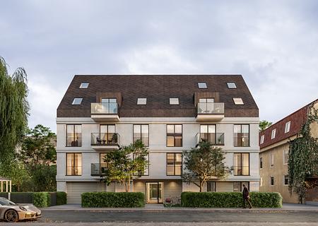 Exklusive 3-Zimmer-Maisonettewohnung – modernes Wohnen über den Dächern, stilvoll und behaglich - Klare, moderne Architektur mit klassischer Fassadengliederung