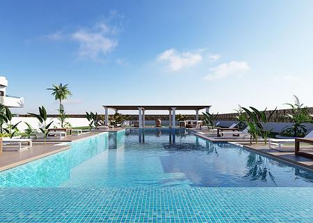 Appartements mit 2 Schlafzimmern, 2 Bädern, Vorinstallation Klimaanlage, Gemeinschaftspool und Kfz-Stellplatz neben dem Golfplatz von La Serena Golf