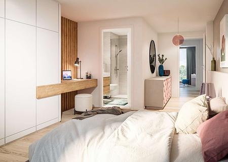 Selbstbezug oder ideale Kapitalanlage: 2-Zimmer-Wohnung mit Westloggia im Zukunftsquartier - Schlafzimmer