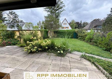 Befristet auf 1 Jahr: Großzügiges Einfamilienhaus mit sonnigem Südwest-Garten in München-Trudering - Südwest-Terrasse