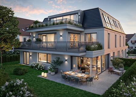 Neubau: Familienfreundliche 4-Zimmer-Gartenwohnung mit edler Ausstattung und großem Privatgarten - Anspruchsvolle Neubau-Villa (Visualisierung)