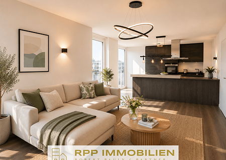 Bezugsfrei & renoviert: Attraktive 3-Zi.-Wohnung mit zweiseitigem Balkon und Aufzug - Visualisierung Wohnzimmer