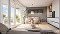 Modernes Apartment mit Duschbad u. Terrasse mit Parkblick - Wohn- u. Einrichtungsbeispiel
