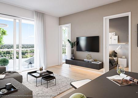 Kompakt geschnittene 1,5-Zi.-Wohnung mit Duschbad u. Balkon - Wohn- u. Einrichtungsbeispiel