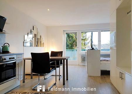Chic möbliertes Single-Apartment mit Balkon, in Neuried bei München. - Wohnküche