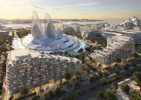 Mandarin Oriental Residences - neben dem Louvre und dem Guggenheim Museum - BIG_SAADIYAT FOUNTAINS II_VIEW 01_8K