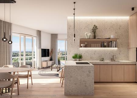 Panorama-Bergblick! 3-Zi.-Whg. mit sehr großzügigem Wohn-Essbereich, 2 Bädern u. umlaufendem Balkon - Wohn- u. Einrichtungsbeispiel