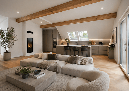 Exklusives Penthouse mit 4 Zimmern, großer Sonnenterrasse und offenem Wohnkonzept - Wohnbeispiel