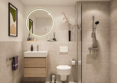 Werden Sie Teil von Landsbergs neuem Vorzeigequartier! Perfekt geschnittene 3-Zimmer-Wohnung am Lech - Bad mit Wellness-Faktor