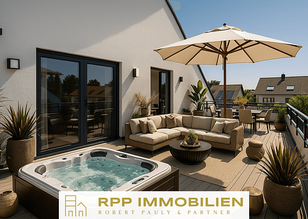 Für Sonnenanbeter: 2-Zimmer-Neubauwohnung mit großer Dachterrasse - Fertigstellung erfolgt - Dachterrasse Visualisierung