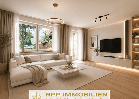 Mehr Raum für Wohnen & Arbeiten – renoviertes Reihenhaus mit Garten und Einzelgarage - EG - Visualisierung Wohnzimmer