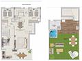 Penthouse-Wohnungen mit 3 Schlafzimmern, 2 Bädern, Vorinstallation Klimaanlage, Kfz-Stellplatz, Meerblick und Gemeinschaftspool nur 100 m vom Strand