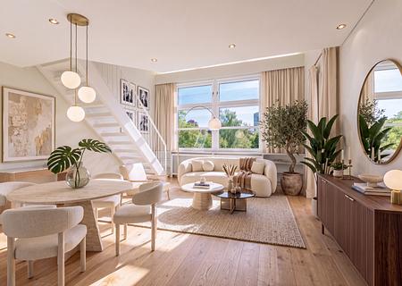 Exklusive Dachgeschosswohnung mit Galerie: Großzügiges Wohnambiente und Südfenster zur Renovierung - Wohnzimmer (Visualisierung)