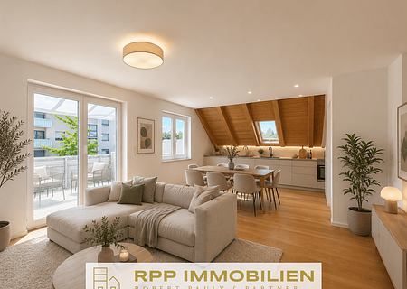 4,5-Zimmer-Maisonette-Wohnung – Großzügig, modern & familienfreundlich - Visualisierung Wohnzimmer mit Küche