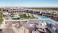 Obergeschoss-Wohnungen mit 2 Schlafzimmern, 1 - 2 Bädern, Dachterrasse, Tiefgaragenstellplatz, Gemeinschaftspools und beheizten Whirlpools