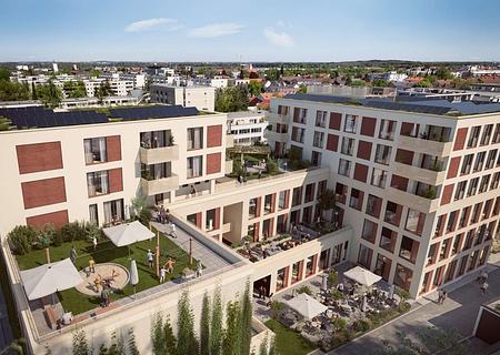 Zentral gelegene, perfekt geschnittene 3-Zimmer-Wohnung mit West-Balkon - Blick auf die Dachterrassen
