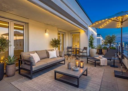 Lichtdurchflutete Penthouse-Wohnung mit Dachterrasse und direktem Liftzugang - Sonnige Süd-West-Dachterrasse