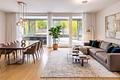 Urban wohnen mit ruhigem Flair: Vermietete 2-Zimmer-Wohnung mit Südterrasse - Wohnzimmer (virtuell möbliert)