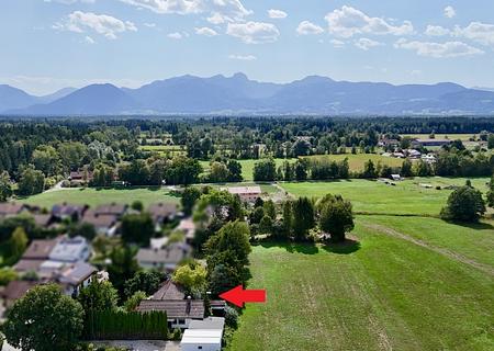 Baugrundstück für 2xMFH bzw. 2xEFH mit Altbestand/Abbruch sonnige, ruhige Ortsrandlage Kolbermoor Süd - Grundstück Haus (rote Markierung)