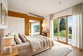 Lichtfülle und Transparenz: Familienoase mit traumhaftem Garten in Laufnähe zum See - Schlafzimmer mit Seeblick (visualisiert)