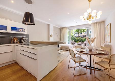 Moderne 2-Zimmer-Gartenwohnung mit Wintergarten und Deckenhöhen von 2,80m - Großzügigkeit und Lichtfülle (virtuell möbliert)