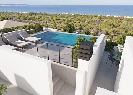 Moderne Penthouse-Wohnungen mit 3 Schlafzimmern, 2 Bädern, Dachterrasse, Gemeinschaftspool und Meerblick nur 800 m vom wunderschönen Sandstrand