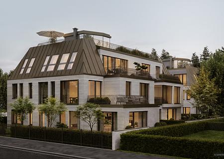 Neubau: Hochkarätige 3-Zimmer-Wohnung mit Südwest-Terrasse nahe Isarhochufer - Ensemble aus zwei Stadtvillen (Visualisierung)