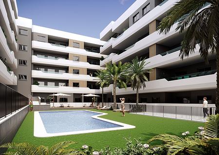 Appartements mit 2 Schlafzimmern, 2 Bädern, Vorinstallation Klimaanlage und Gemeinschaftspool