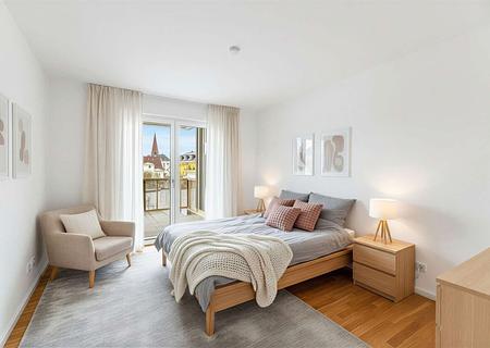 HEGERICH: Ihr neues Zuhause in Nürnberg-Höfen – Modern, nachhaltig, bezugsfertig - Schlafzimmer beispielhaft  /virtuell möbliert