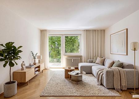 Mit idealem Grundriss und privater Terrasse: Bezugsbereite 2-Zimmer-Wohnung in bester Lage - Wohnen (virtuell möbliert)