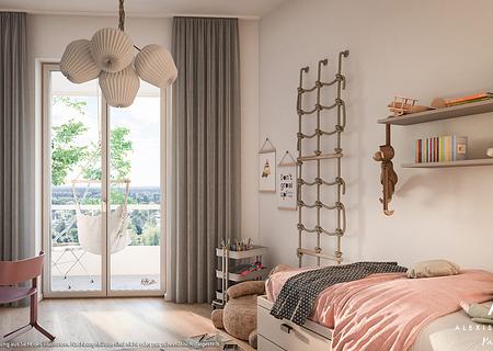 4-Zi-Whg. mit großem Wohn- u. Esszimmer mit Parkblick, 2 Tageslichtbäder und Balkon - Wohn- u. Einrichtungsbeispiel