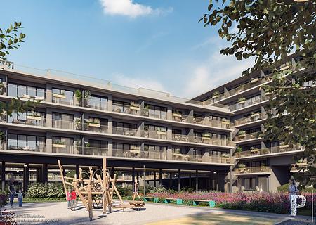 Stadtapartment mit sep. Küche, großen Fensterfronten und Balkon zum grünen Innenhof - Illustration 1