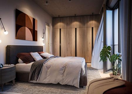 Modern, kompakt, zentral: Phantastische 2-Zimmer-Neubauwohnung im Stadtzentrum von Germering - Schlafzimmer