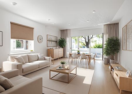 Ideal geschnittene 2,5-Zimmer-Wohnung mit Südbalkon in begehrter, nobler Lage - Wohnen/Essen (visualisiert)