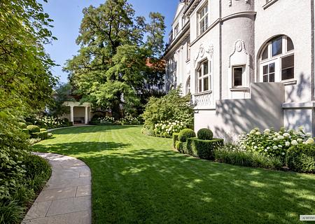 Neuklassizistisches Juwel: Beeindruckendes Stadt-Palais von 1911 mit park­ähnlichem Garten - Parkähnlicher Garten mit Pavillion (visualisiert)