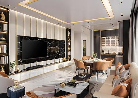 Bayz 102 - 102 Stockwerke Luxus - 3 Zimmer mit Pool auf dem Balkon - 2BHK Living & Kitchen_final