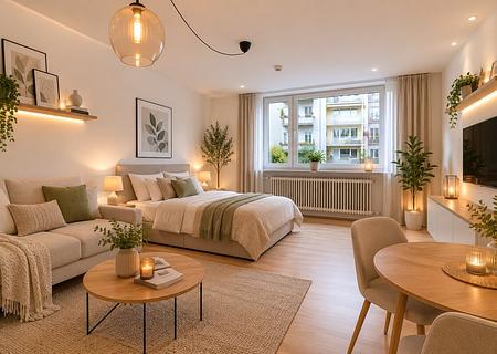 Untere Au: SOFORT VERFÜGBAR & LEER:  ruhiges 1 Zimmer-Appartement im Rückgebäude - Wohnen Schlafen Visualisierung