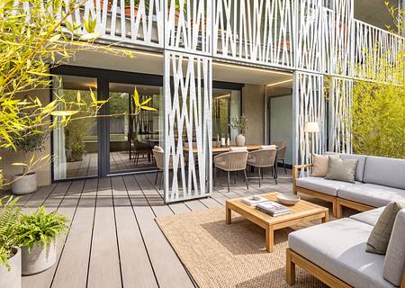 Urban wohnen mit ruhigem Flair: Vermietete 2-Zimmer-Wohnung mit Südterrasse - Terrasse (virtuell möbliert)