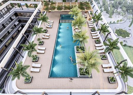2 Zimmer plus Home office - Sport City - top view swimming pool