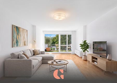 Lichtdurchflutete DG-Wohnung mit Süd/West-Balkon - Wohnzimmer (Möblierung KI)