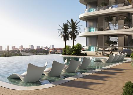 Studio mit Pool in Dubailand - cam09-sunbedview