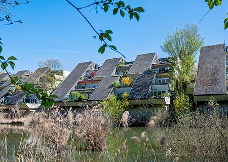 Kapitalanlage - Haus in Haus mit Garage und 3 Terrassen in attraktiver Lage von Bonn-Heiderhof - Rückansicht - Seeseite