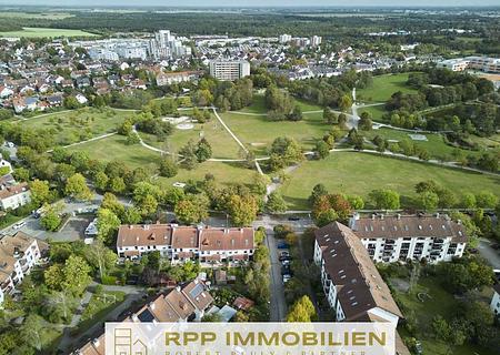 Seltene Parklage: Ruhige 2-Zimmer-Wohnung mit Süd-Loggia - Luftaufnahme Rolf-Zeitler-Park